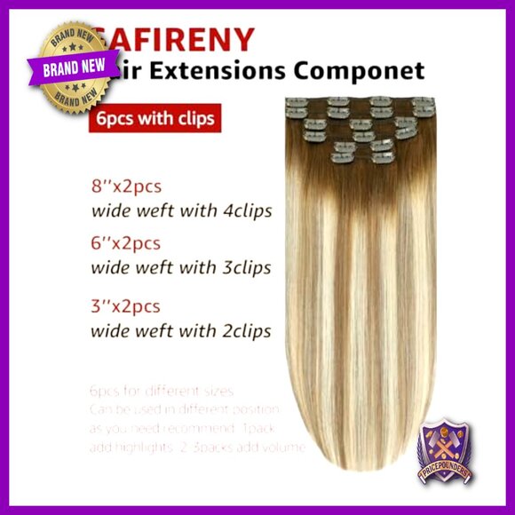 14 Inch Real Human Hair Clip-In Extensions, 100g Double Weft Set main image 4